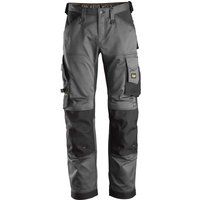 Snickers 6351 Mens Allround Work Stretch Loose Fit Trousers Steel Grey / Black 44" 32"