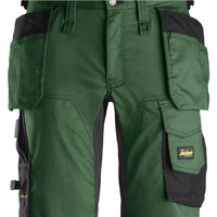 Snickers 6141 Allround Work Stretch Slim Fit Holster Pockets Shorts Green / Black 39"