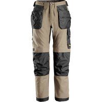 Snickers 6224 Mens Allround Work Canvas Stretch Fit Work Trousers Holster Pockets Khaki / Black 36" 28"