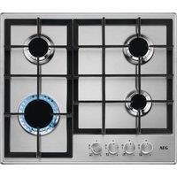 AEG HGB64200SM 60cm Four Burner Gas Hob With Cast Iron Pan Stands  Stainless Steel