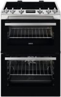 Zanussi 60cm Double Oven Induction Electric Cooker with Catalytic Cleaning  Stainless Steel