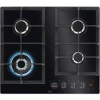 AEG HKB64450NB Gas Hob Cast-iron Supports & Glass Surface - Black - Currys