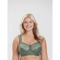 Miss Mary of Sweden Lovely Lace Support Non-Wired Comfort Cotton Bra Green