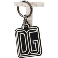 Dolce & Gabbana DG Rubber Logo Silver Ring Keychain  -  Keychains  - Black -Size