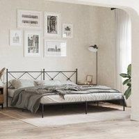 Berkfield Home Metal Bed Frame without Mattress with Headboard Black 193x203cm | Size: 193x203 cm