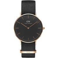 NEW DANIEL WELLINGTON DW00100150 BLACK CORNWALL WATCH 36MM - 2 YEAR WARRANTY