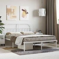Metal Bed Frame with Headboard White 140x190 cm