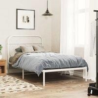 Berkfield Home Metal Bed Frame without Mattress with Headboard White 107x203cm | Size: 107x203 cm