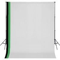 Berkfield Home Photo Studio Kit with 3 Cotton Backdrops Adjustable Frame 3x3m in Black