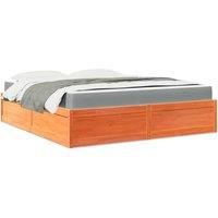 Berkfield Home Bed with Mattress Wax Brown 180x200 cm Super King Solid Wood Pine