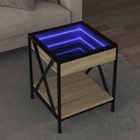 Berkfield Home Coffee Table with Infinity LED Sonoma Oak 40x40x49 cm in Brown | Size: 40 x 40 x 49 cm