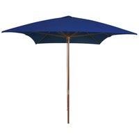 Outdoor Parasol with Wooden Pole Blue 200x300 cm