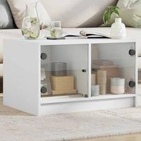 Berkfield Home Coffee Table with Glass Doors White 68x50x42 cm | Size: 68 x 50 x 42 cm