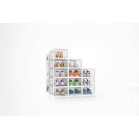 12-Piece Transparent Large Shoe Boxes - Modular & Stackable Organiser