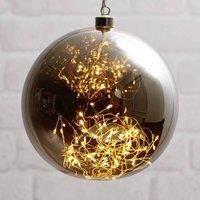 STAR TRADING Glow LED decorative bauble glass 20 cm smoky grey