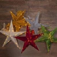 Paper Star Velvet, 40 LED Warm White, Timer, 60cm, red