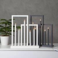 STAR TRADING Frame wooden window candleholder, 5-bulb, white