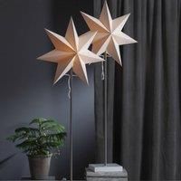 Moa decorative light, star and lampshade, oak base