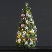 STAR TRADING Noel LED fir cone with silver/magenta decoration