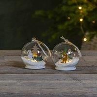STAR TRADING Forest Friends LED glass bauble, fox and owl