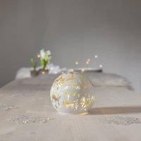 STAR TRADING LED globe light Merry X-Mas 12cm white glass battery operated