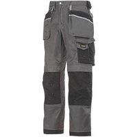 Snickers DuraTwill 3212 Holster Pocket Trousers Grey / Black 41" W 32" L (55314)