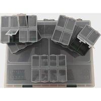 KingCarp - Fishing System Tackle Box 10 Sectioned Specialist Terminal Storage Solution - 29 x 5 x 23 cm - With 6 Multi Boxes - Ideal for for Specimen Carp and Predatory Fishing [19-0402]