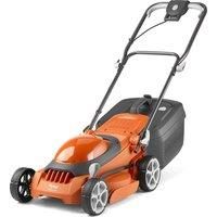 Flymo EasiStore 340R Electric Rotary Lawn Mower - 34 cm Cutting Width, 35 Litre Grass Box, Close Edge Cutting, Rear Roller, Central Height Adjust , Space Saving Storage Features