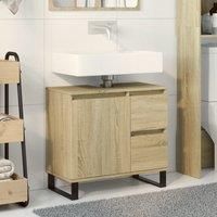 Berkfield Home Bathroom Cabinet Sonoma Oak 65x33x60 cm Engineered Wood in Brown | Size: 65 x 33 x 60 cm