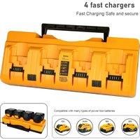 3A Fast Charger 4-Port Intelligent Charger Power Tool Lithium Battery Charger Compatible for Dewalt 10.8V-20V Battery