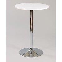 Farley Tall White Poseur Shiny Chrome Frame White Round Table Top