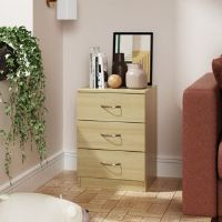 Ebern Designs Deloni 3 Drawer 40Cm W Chest of Drawers Nightstand Bedside Cabinet Oak 56cm H X 40cm W X 36cm D
