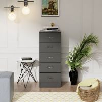 Ebern Designs Delonna Narrow Tall Chest of 5 Drawers Bedside Bedroom Hallway Storage Cabinet Furniture Grey 90cm H X 34.5cm W X 36cm D