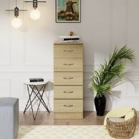 Ebern Designs Delonna Narrow Tall Chest of 5 Drawers Bedside Bedroom Hallway Storage Cabinet Furniture Oak 90cm H X 34.5cm W X 36cm D
