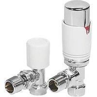 Towelrads White Angled Thermostatic TRV & Lockshield 15mm x 1/2" (689RY)