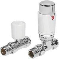 Towelrads White Straight Thermostatic TRV & Lockshield 15mm x 1/2" (912RY)