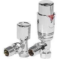 Towelrads Chrome Angled Thermostatic TRV & Lockshield 15mm x 1/2" (166RY)