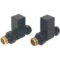 Black Straight Square Manual Radiator Valve & Lockshield Set