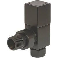 Towelrads Black Angled Manual Radiator Valve 15mm x 1/2" 2 Pack (282RY)