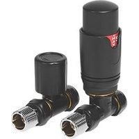 Wickes Black Round Straight TRV and Lockshield Valves - 105mm x 65mm