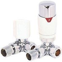 Towelrads Round Corner Towel Radiator Valve and Lockshield Set - White