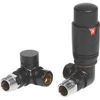 Wickes Black Round Corner TRV and Lockshield Valves - 105mm x 65mm