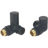 Towelrads Corner Towel Radiator Round Manual Valve and Lockshield  Black