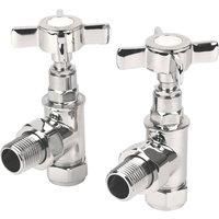 Towelrads Chrome Angled Manual Designer Radiator Valve 15mm x 1/2" 2 Pack (326RY)