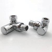 Towelrads Corner Round Radiator Valve, Manual Valve and Lockshield - Chrome