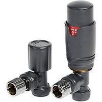 Towelrads Anthracite Angled Thermostatic TRV & Lockshield 15mm x 1/2" (230RY)