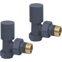 Towelrads Anthracite Angled Manual Radiator Valve 15mm x 1/2" 2 Pack (806RY)