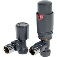 Towelrads Angled Thermostatic Radiator Valve and Lockshield - Anthracite 15mm x 1/2"