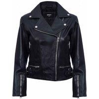 Ladies Womens Black Real Leather Fitted Vintage Biker Style Zip Fashion Jacket 4XL