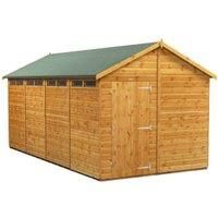 POWER Sheds wooden shed. 16x8 apex wooden garden shed. Security shed 16 x 8.